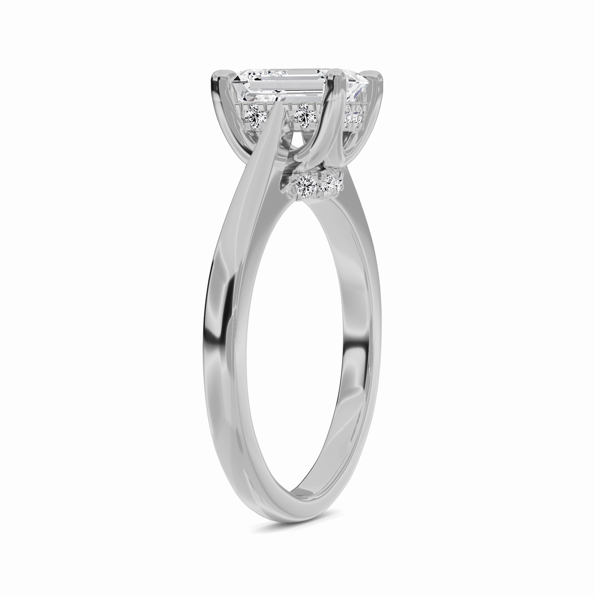 White Diamond Hidden Accent Engagement Ring - Wren