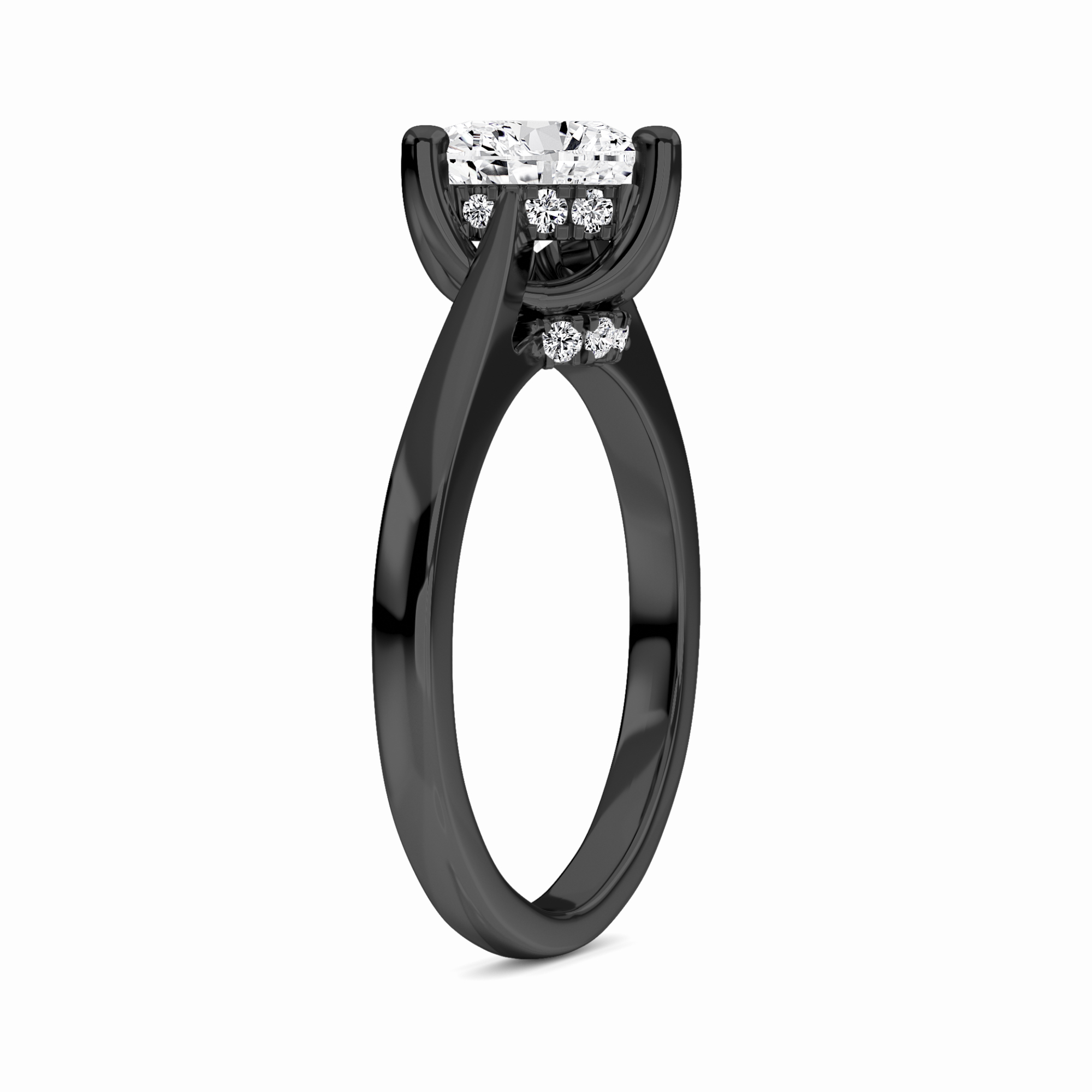White Diamond Hidden Accent Engagement Ring - Wren