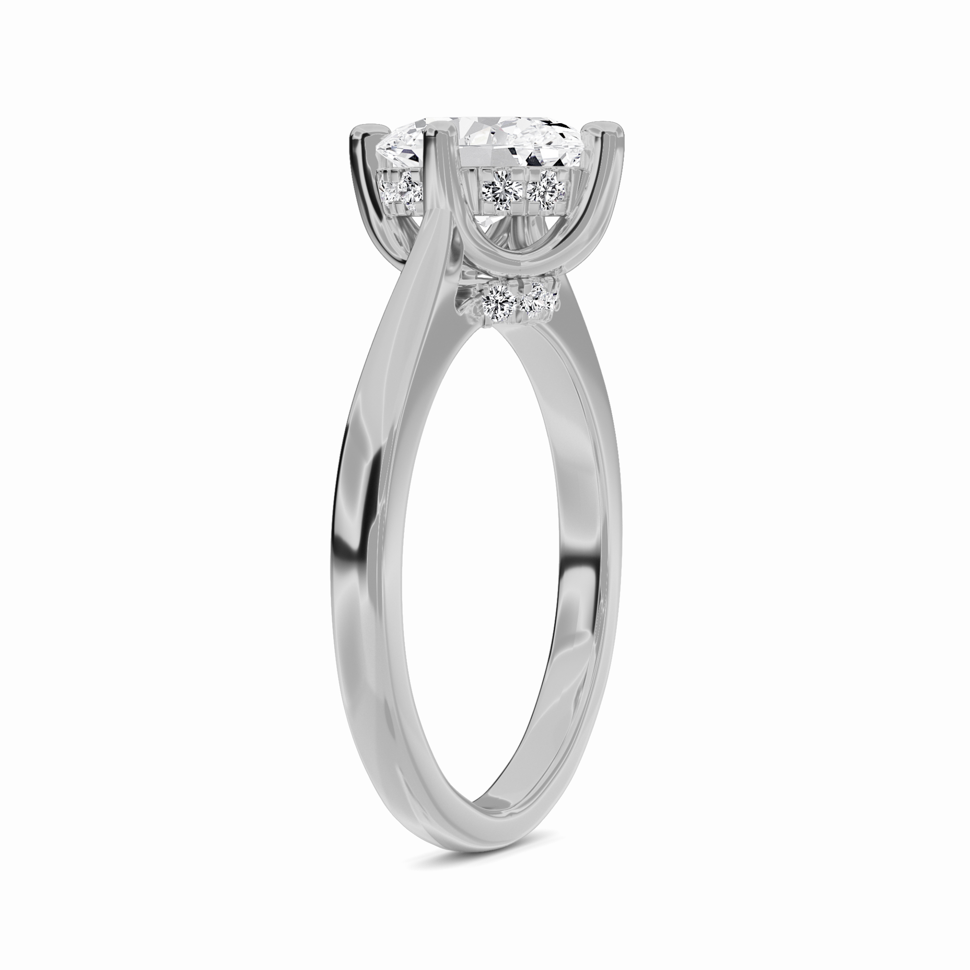 White Diamond Hidden Accent Engagement Ring - Wren