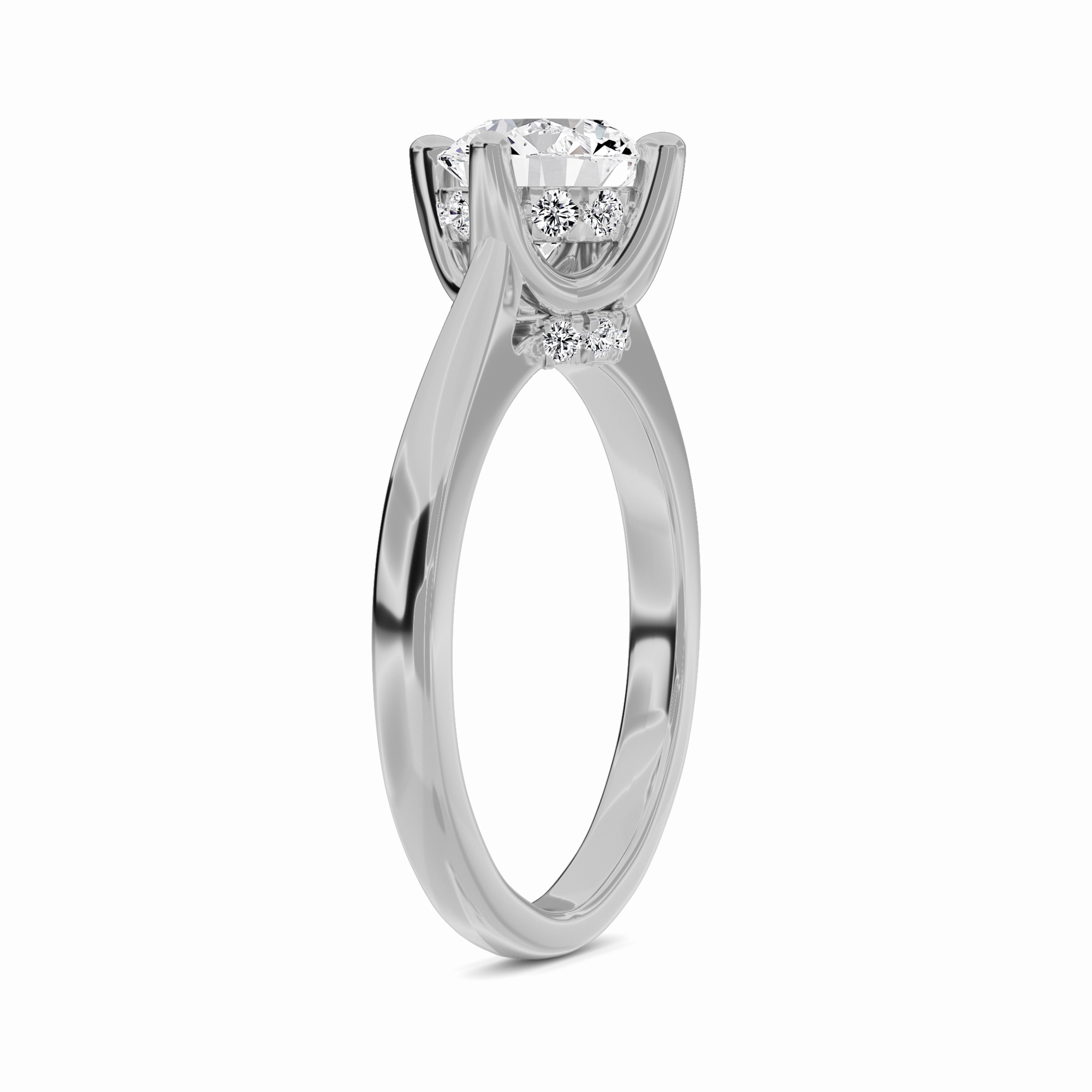 White Diamond Hidden Accent Engagement Ring - Wren