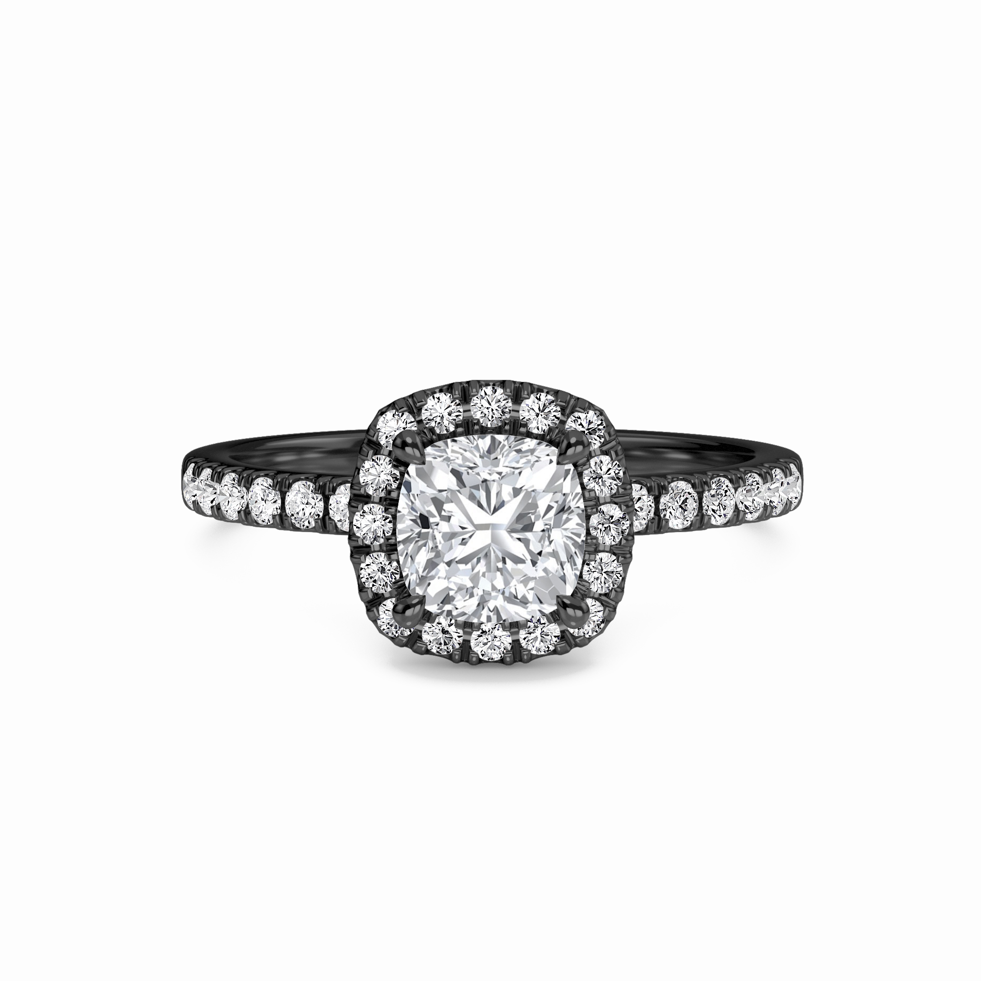 White Diamond Hidden Gallery Halo Engagement Ring - Samaira