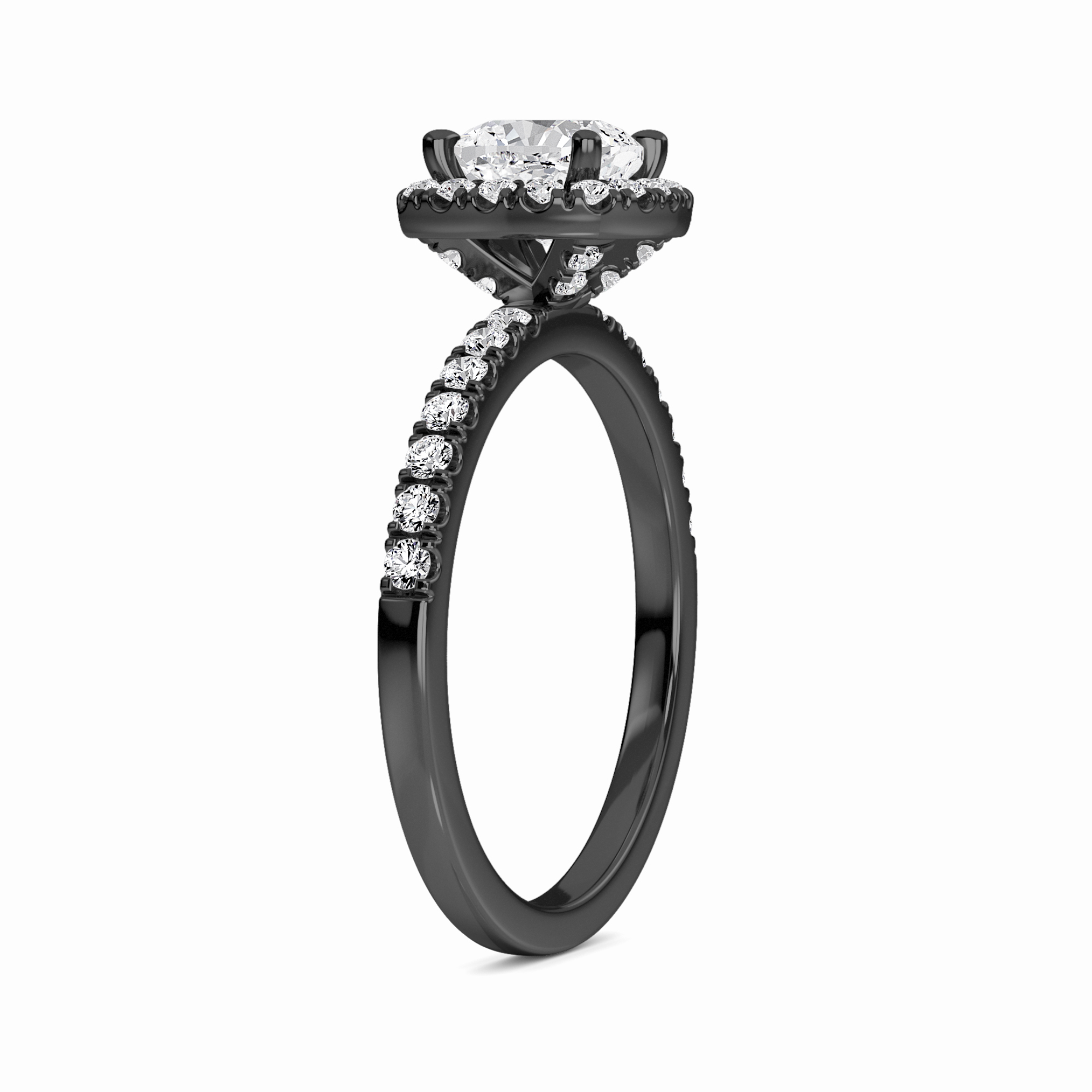 White Diamond Hidden Gallery Halo Engagement Ring - Samaira