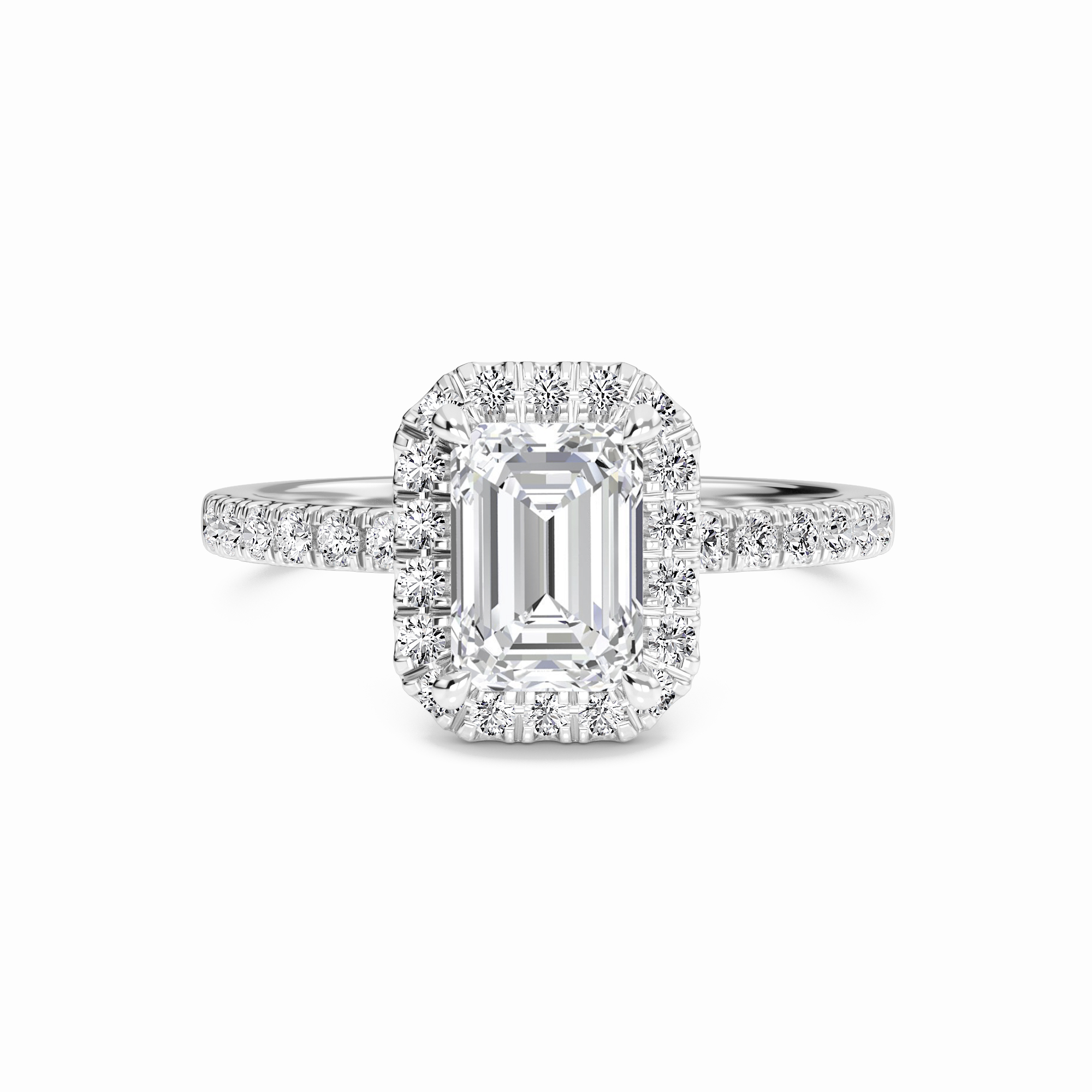 White Diamond Hidden Gallery Halo Engagement Ring - Samaira