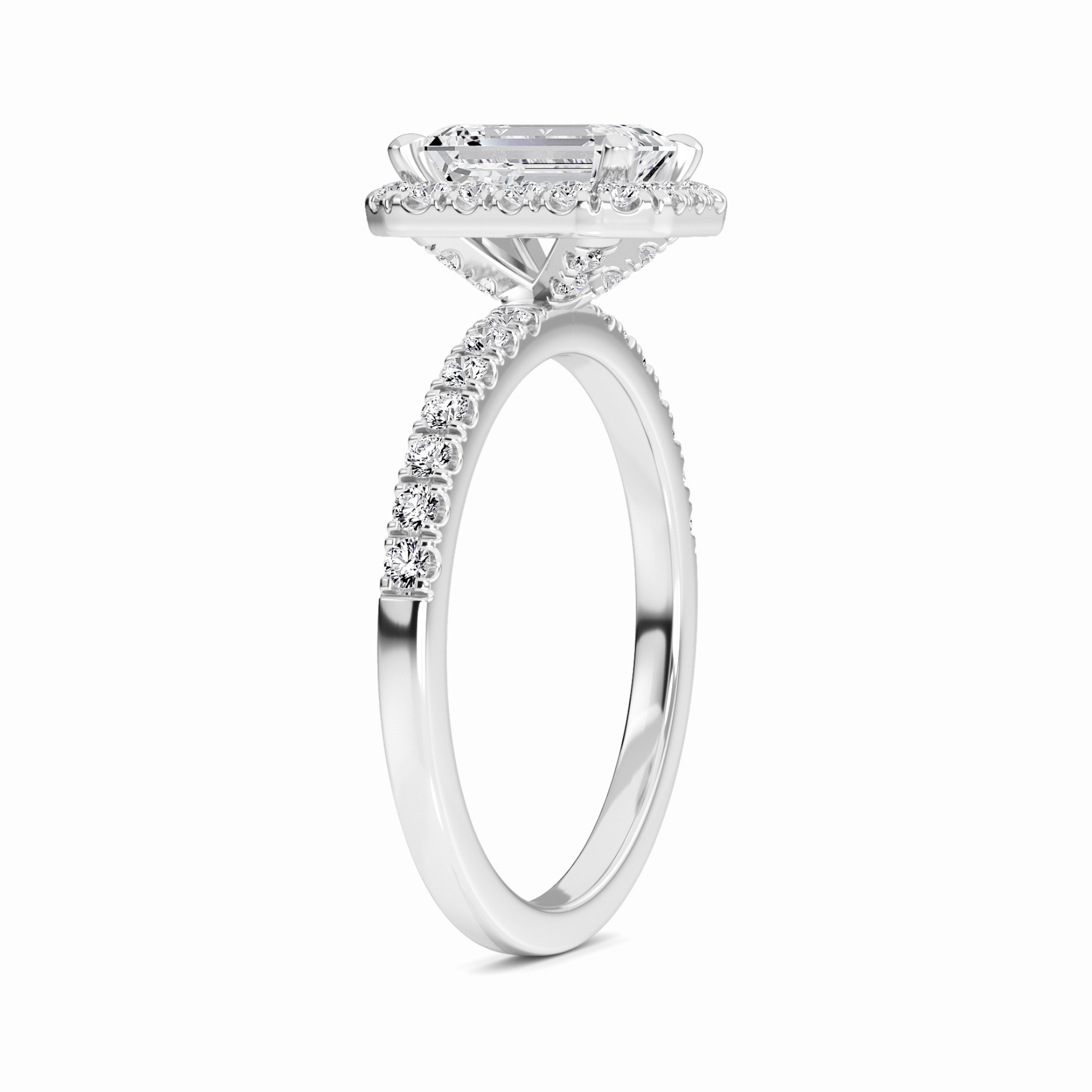 White Diamond Hidden Gallery Halo Engagement Ring - Samaira