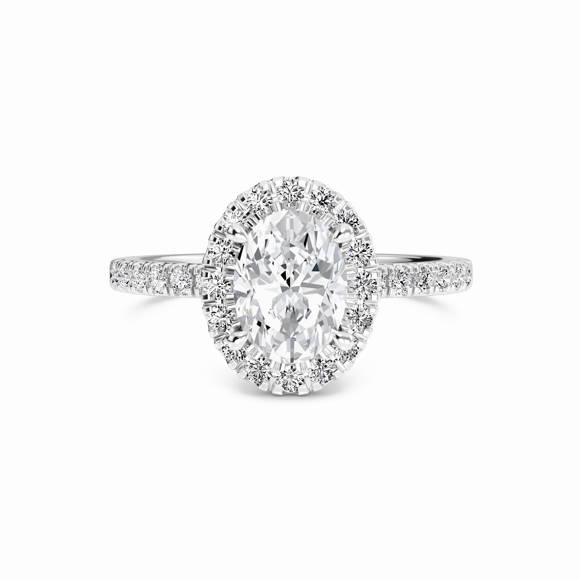White Diamond Hidden Gallery Halo Engagement Ring - Samaira