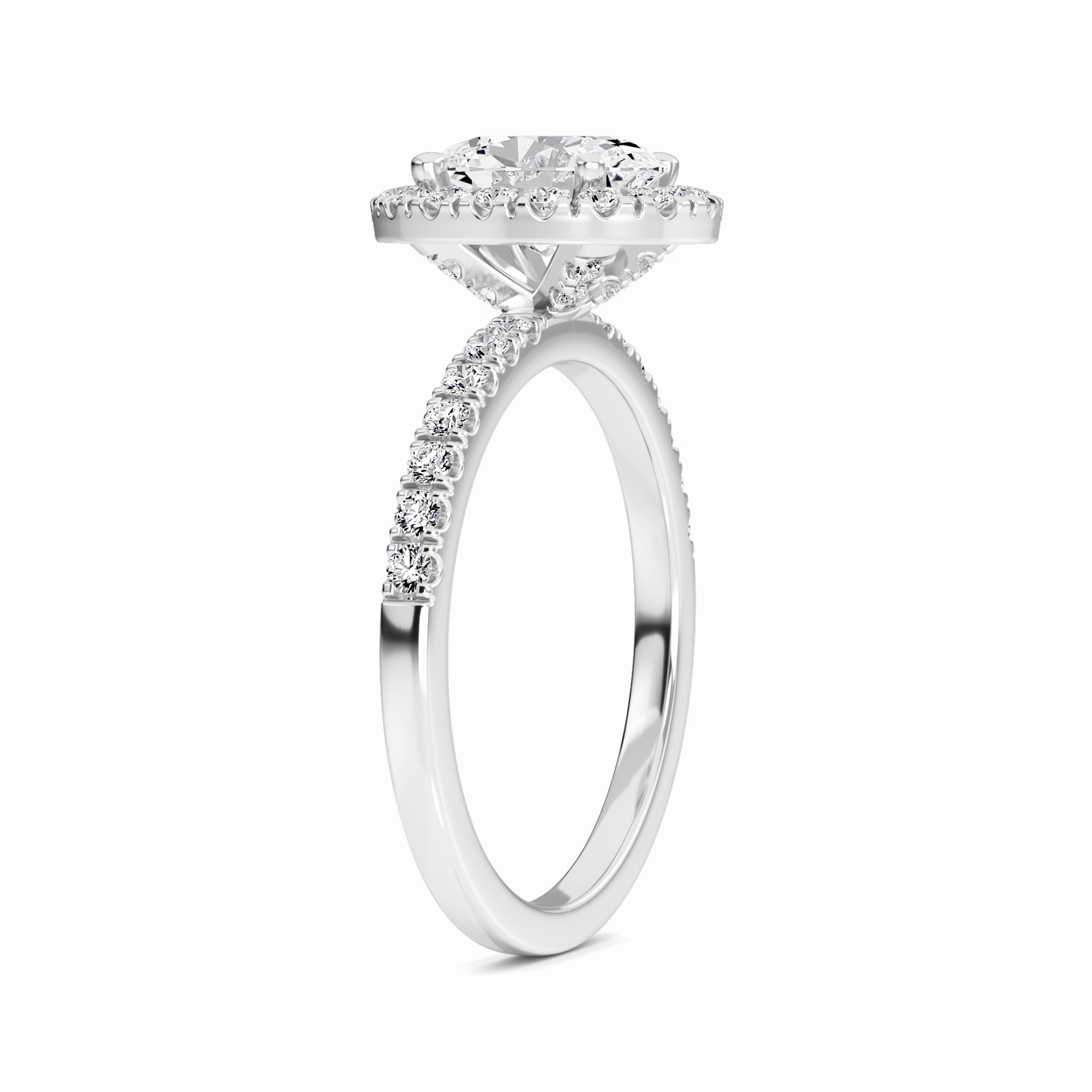 White Diamond Hidden Gallery Halo Engagement Ring - Samaira