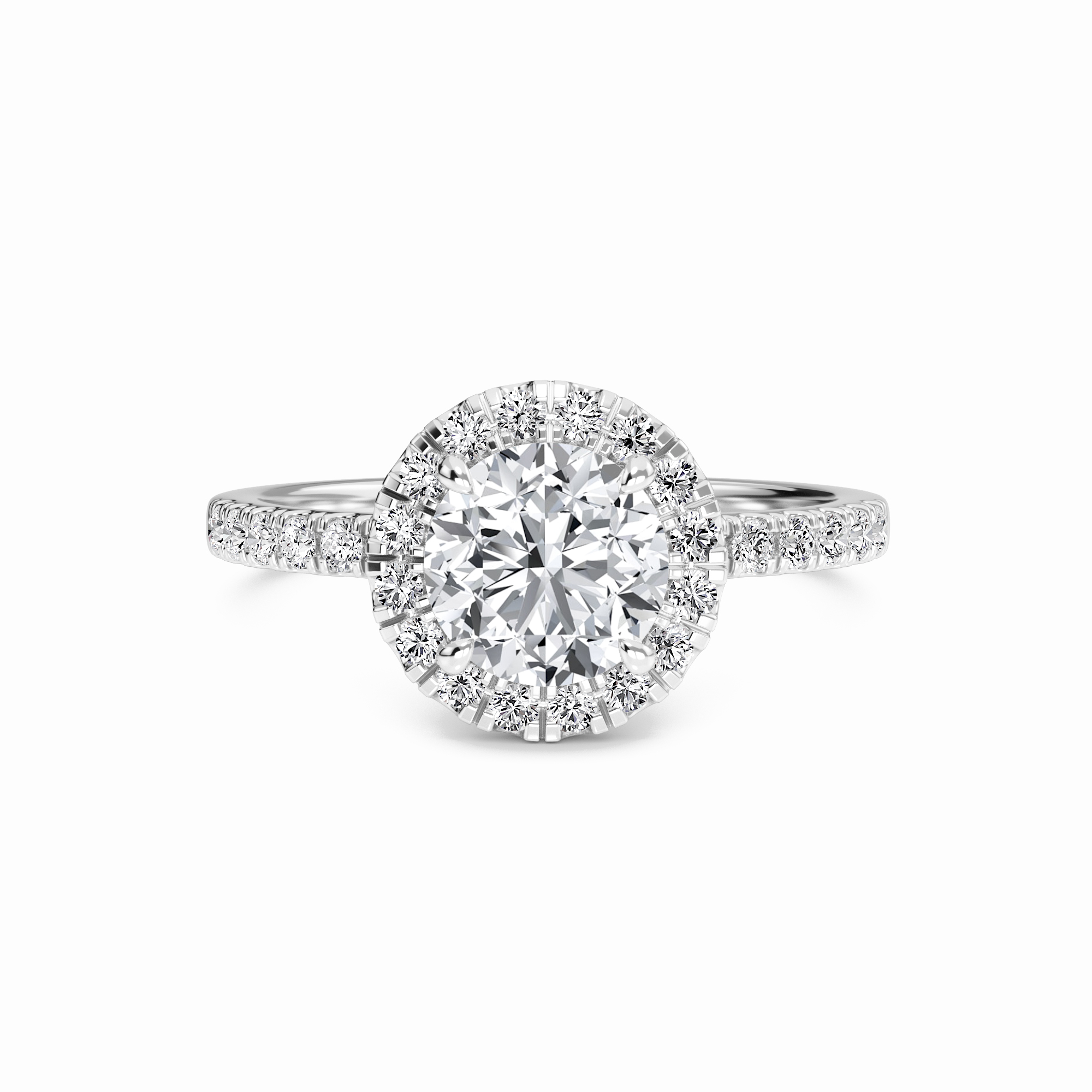 White Diamond Hidden Gallery Halo Engagement Ring - Samaira