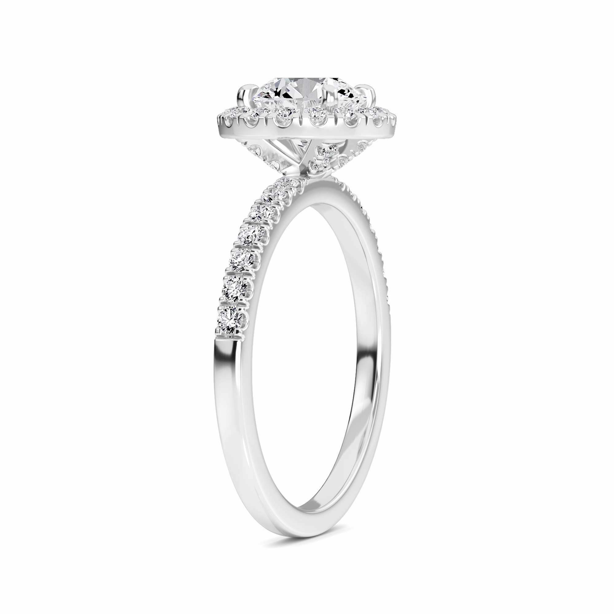 White Diamond Hidden Gallery Halo Engagement Ring - Samaira