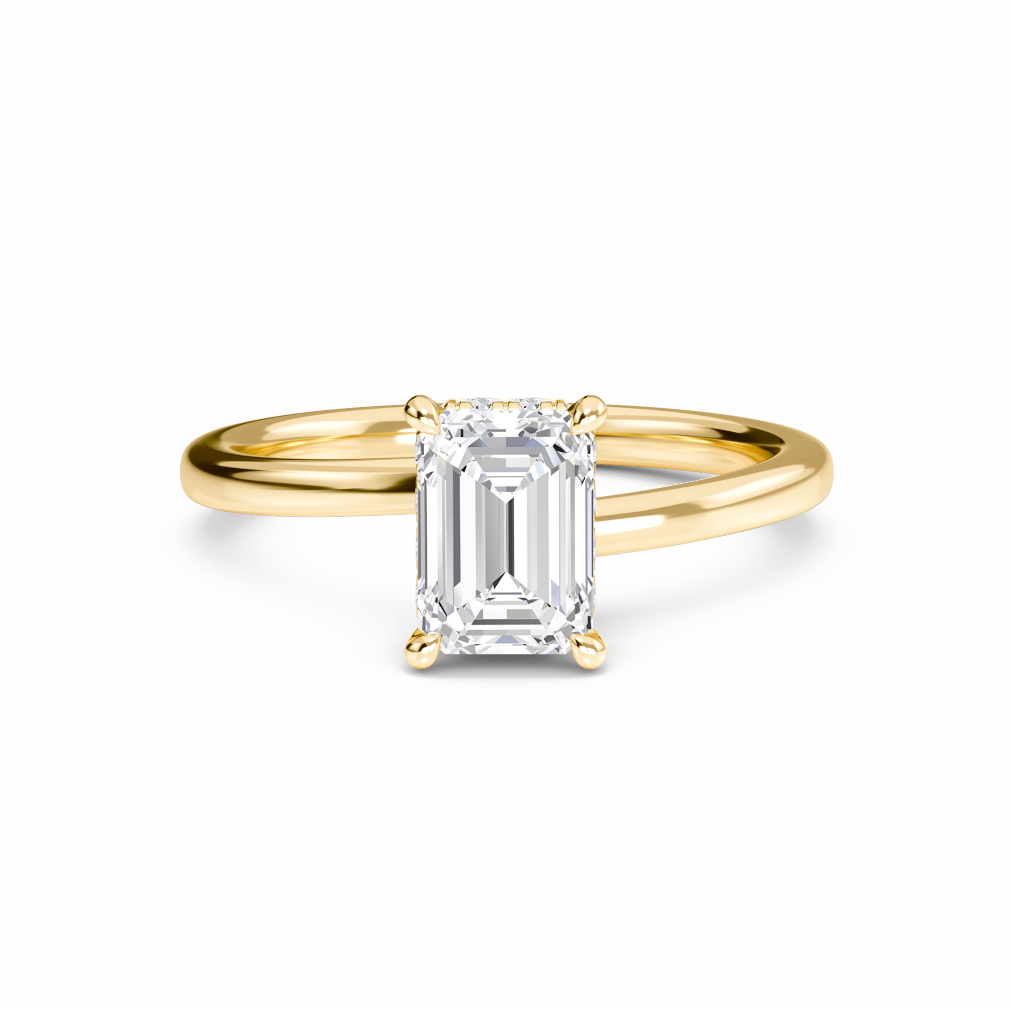 White Diamond Hidden Halo Solitaire Engagement Ring - Lyric