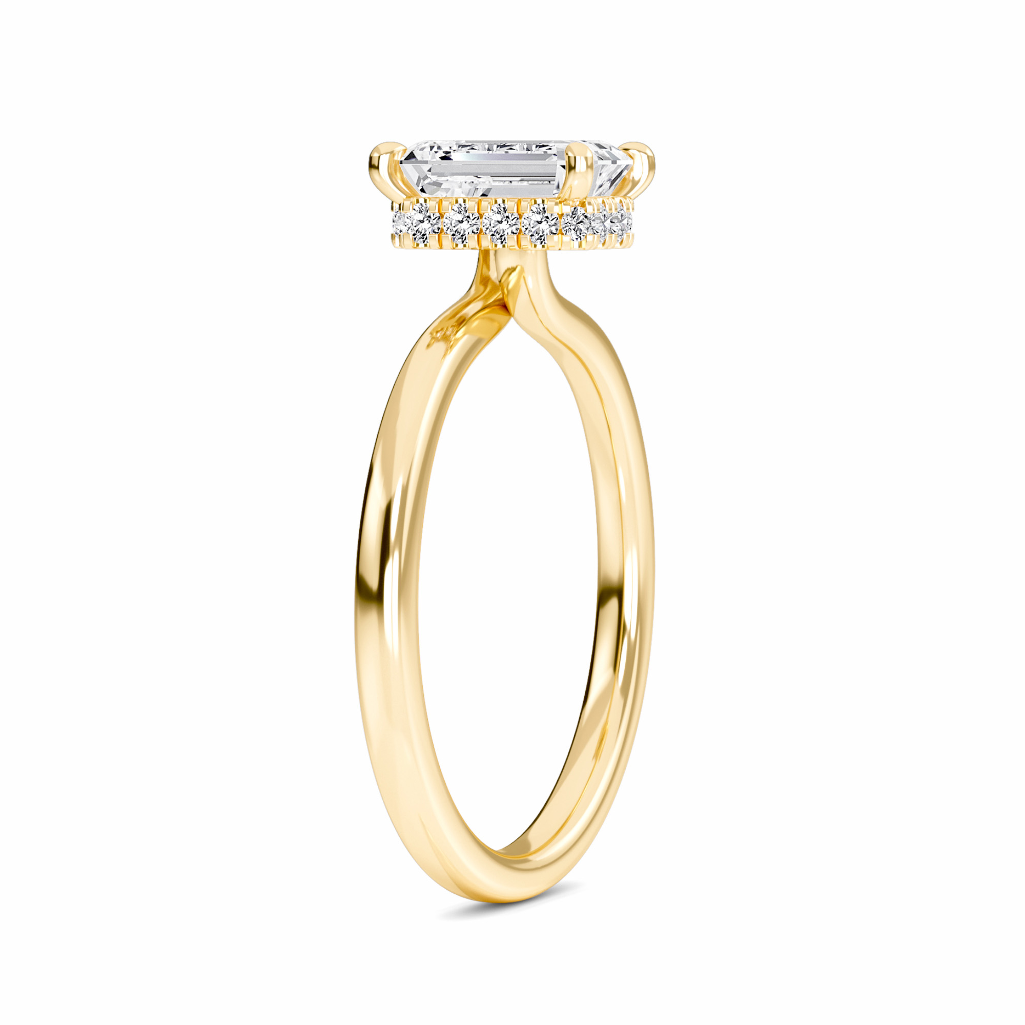 White Diamond Hidden Halo Solitaire Engagement Ring - Lyric