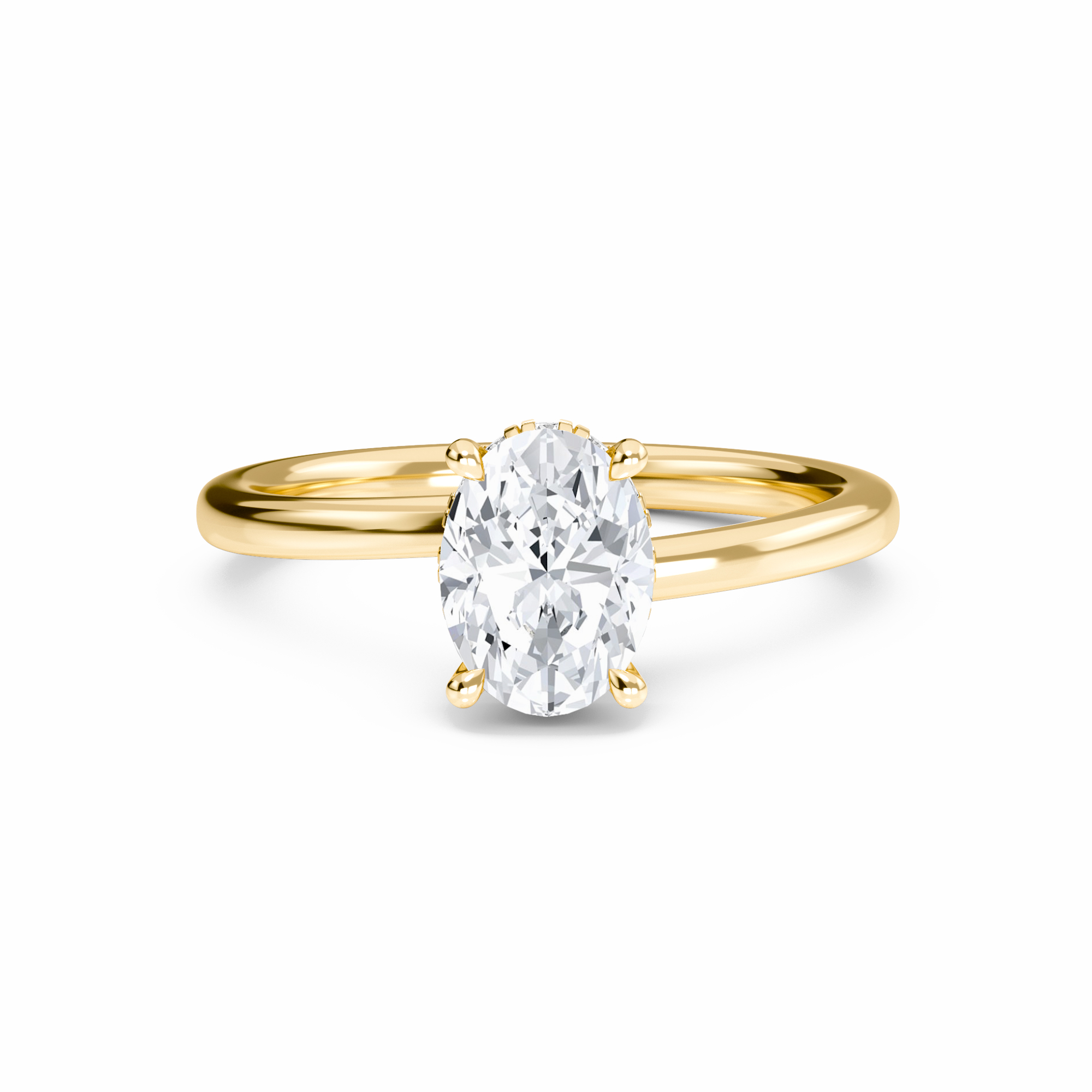 White Diamond Hidden Halo Solitaire Engagement Ring - Lyric