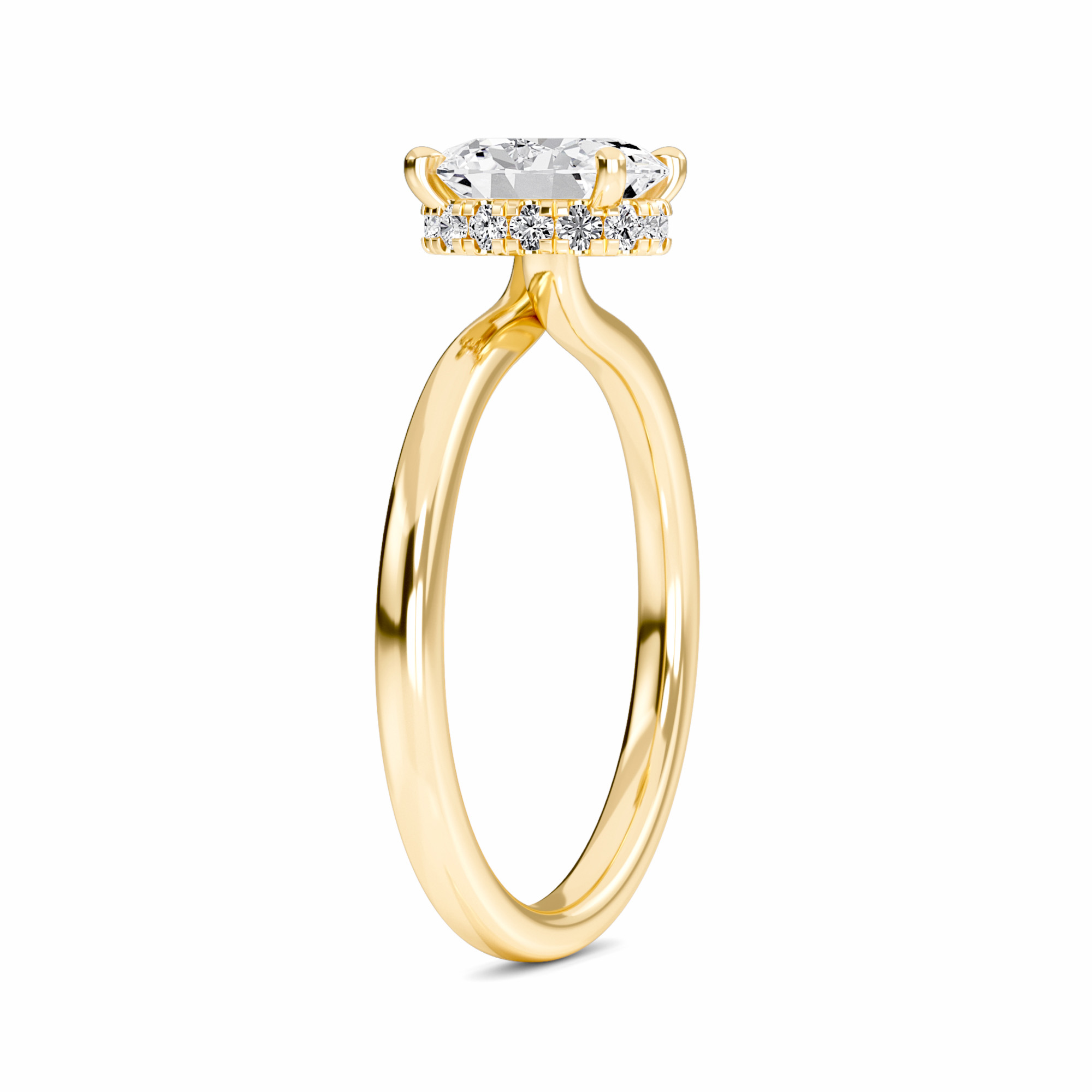 White Diamond Hidden Halo Solitaire Engagement Ring - Lyric