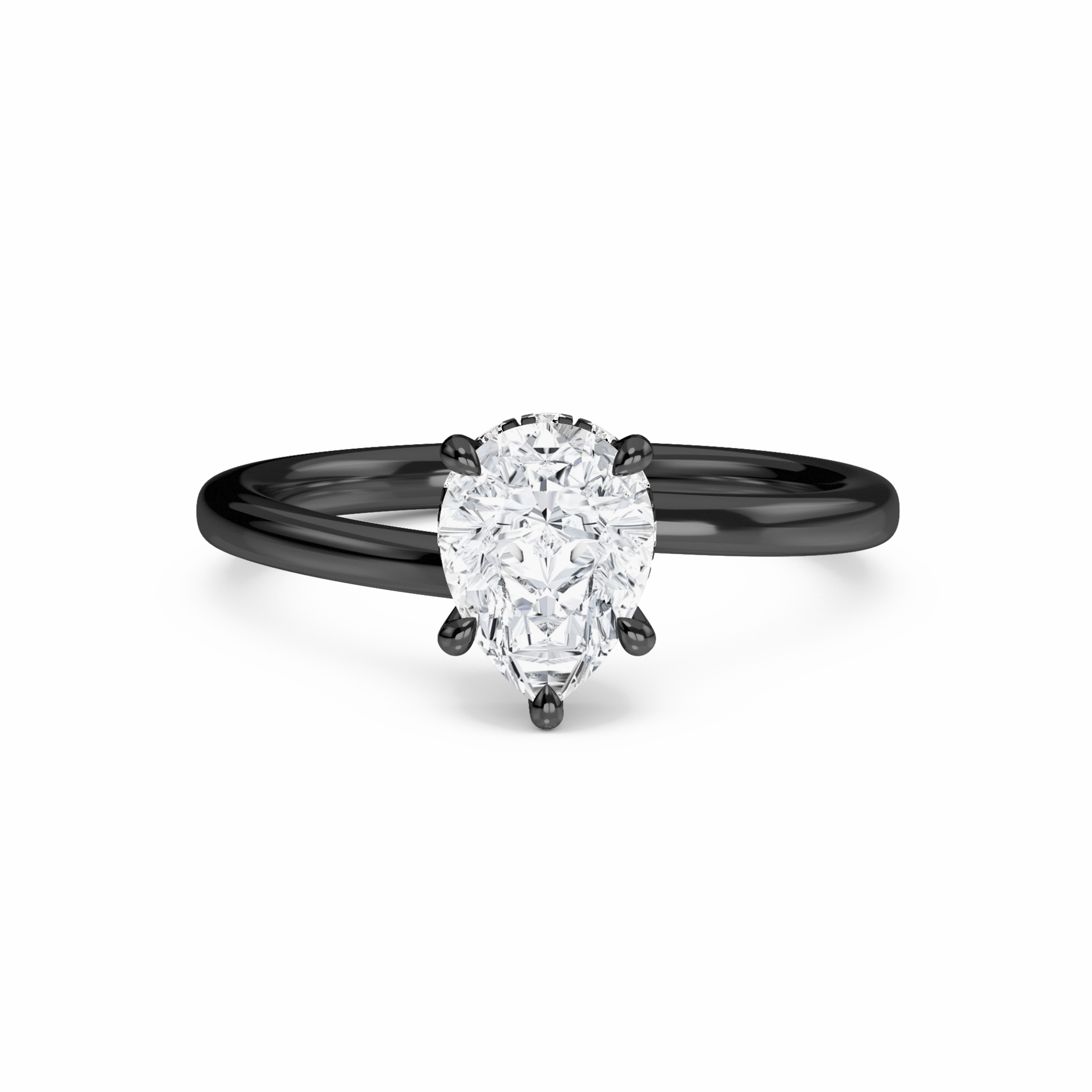 White Diamond Hidden Halo Solitaire Engagement Ring - Lyric