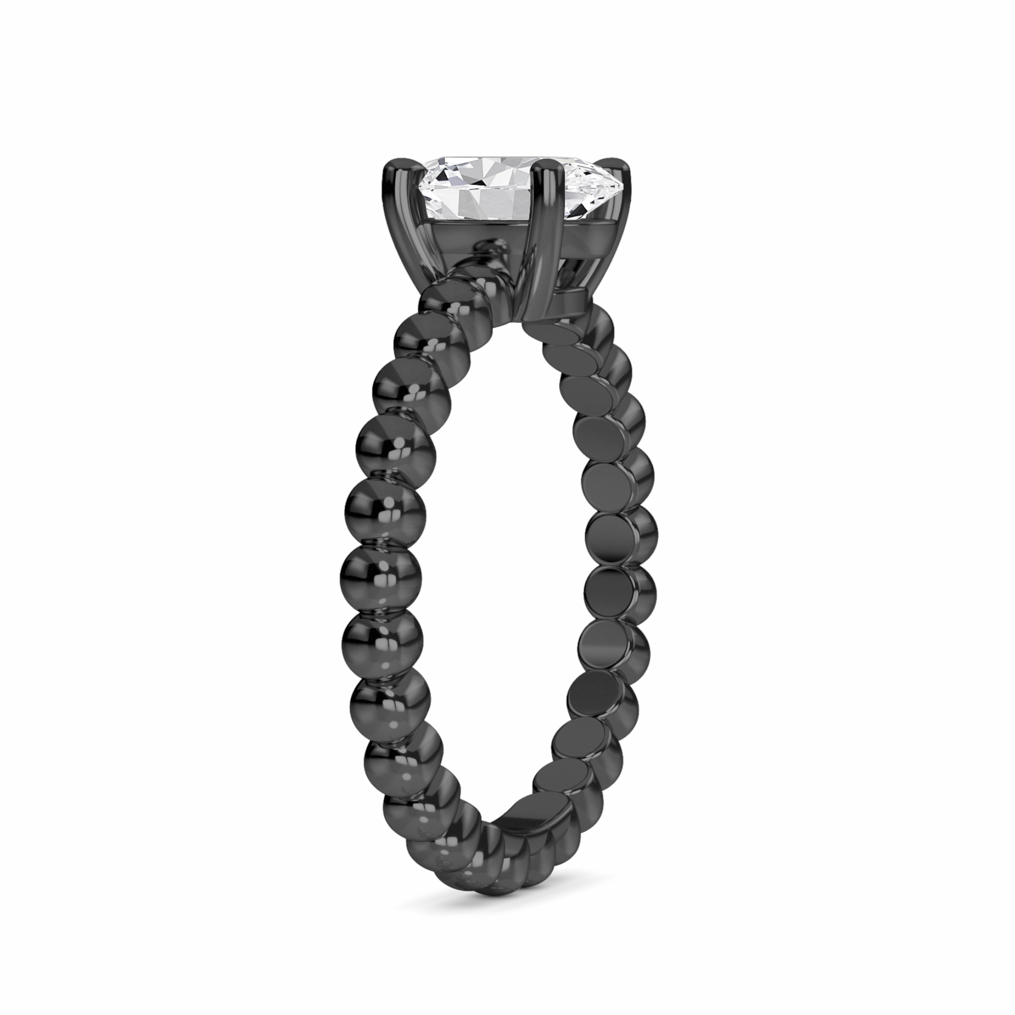 White Diamond Unique Bamboo Inspired Engagement Ring - Lingling