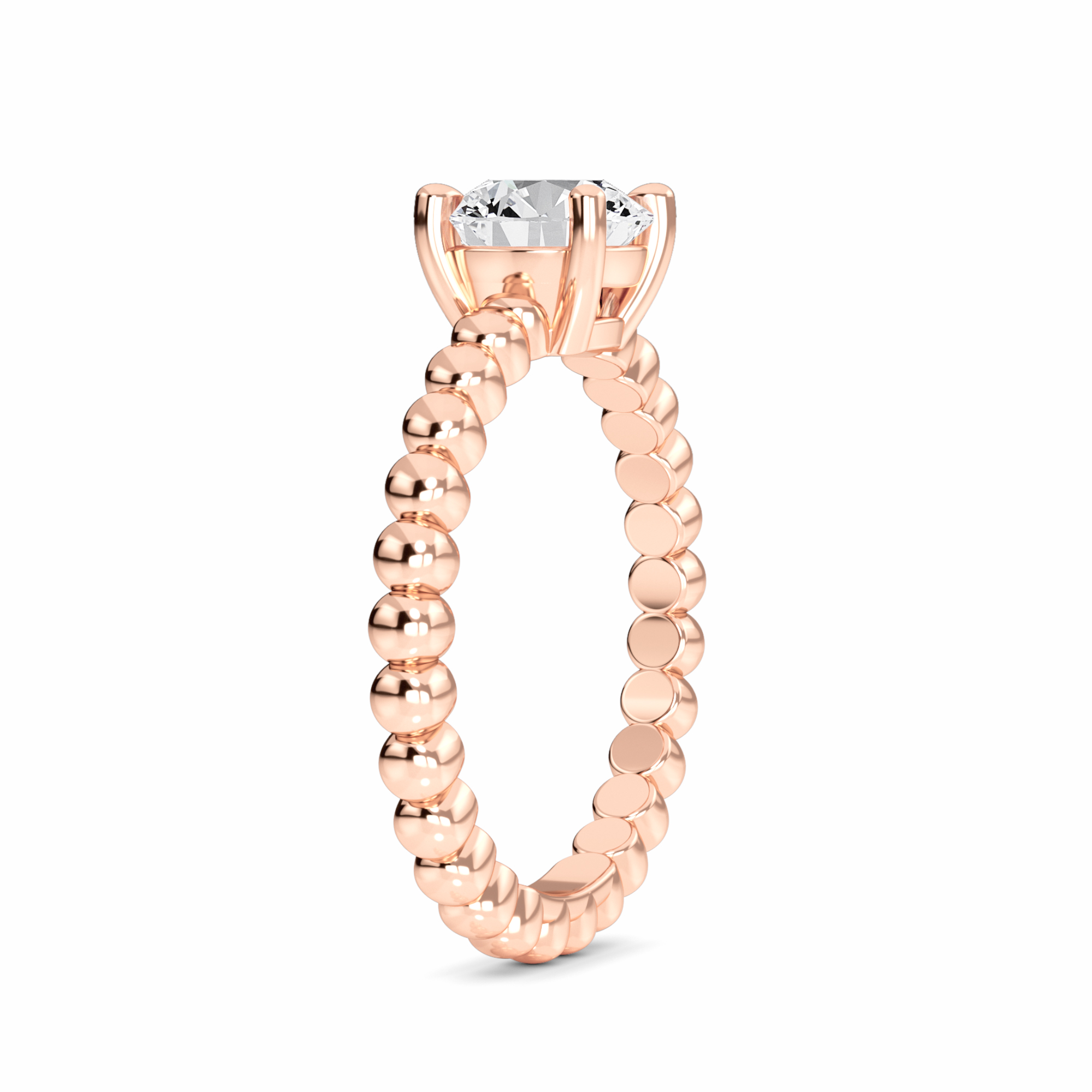 White Diamond Unique Bamboo Inspired Engagement Ring - Lingling